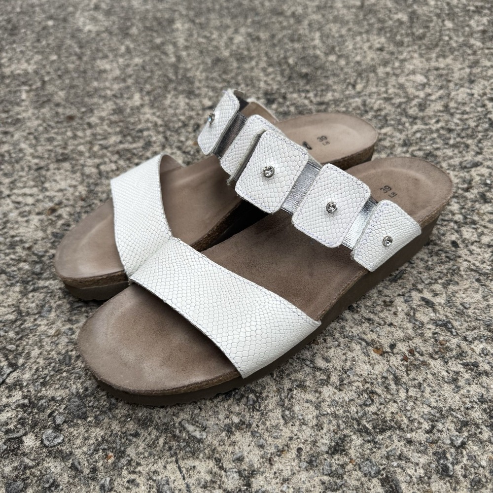 Naot Ashley Sandals Womens 8 US 39 EU Rhinestone Golden Ivory Cork Wedge Slide
